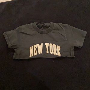 Brandy Melville John Galt Green Crop New York Tee